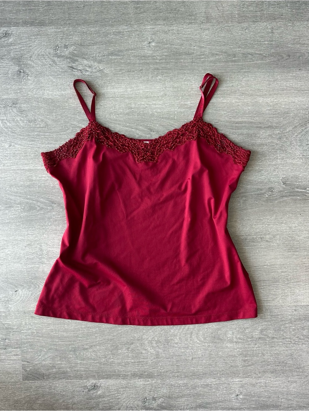 Cleo Lace Trim Beaded Cami Tank Top